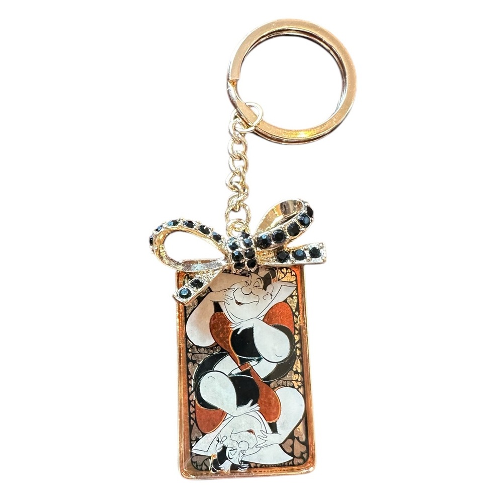Disney Queen of Hearts Gold and Rhinestone Keychain